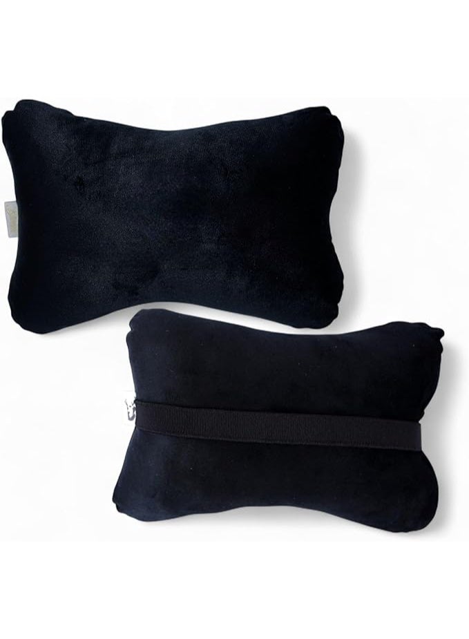 Universal Soft Car Headrest Pillows for Neck Pain Relief – 2-Pack Travel Set with Comfortable Straps and Premium Velvet Cover for All Car Seats and Driving Positions - Image 1